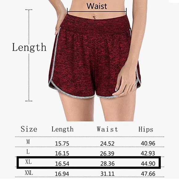 Banded Waist Workout Running 2 in1 Shorts with Liner Inner Pockets, XL - Picture 6 of 8
